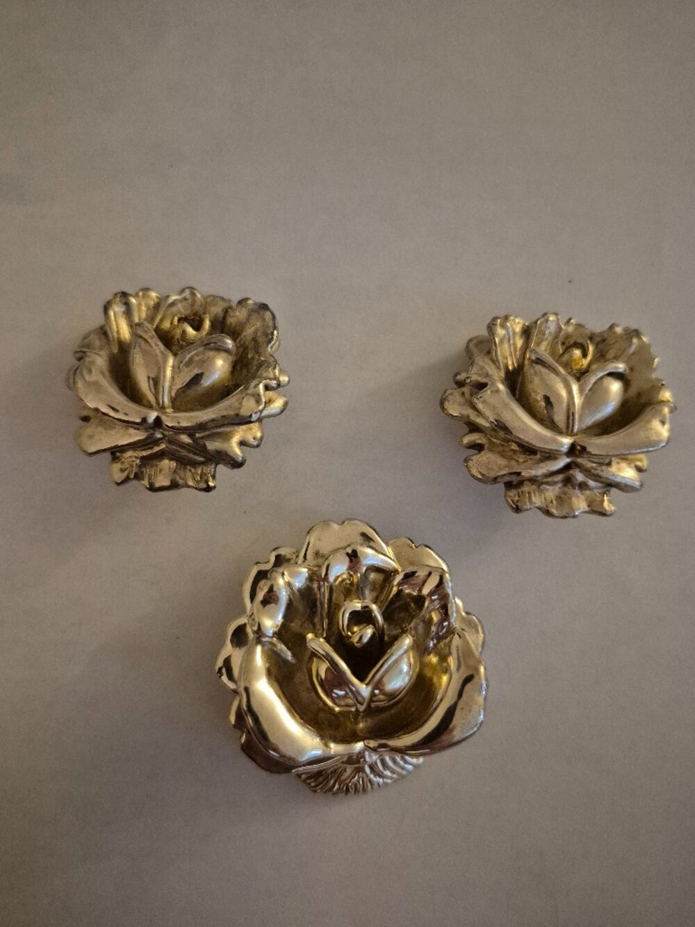 ✨Vintage Signed DK 925 Sterling Silver 3D Rose Brooch & Earring Set ✨
